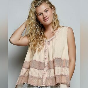 081 POL Blush Pink Button-Front Sleeveless Camisole